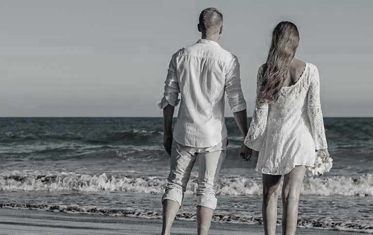 A man leading a girl to
places